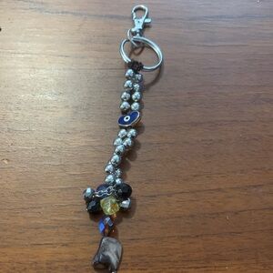 Vintage Mother of Pearl Keychain with Evil Eye🧿Charm